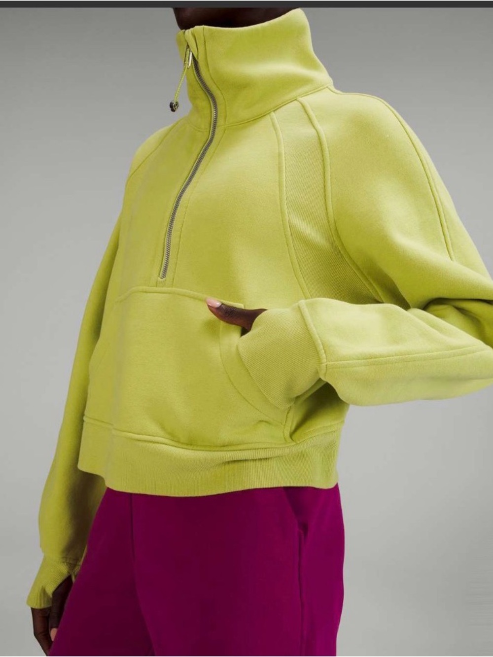 Lululemon Scuba Oversized Funnel Neck Half Zip wasabi color